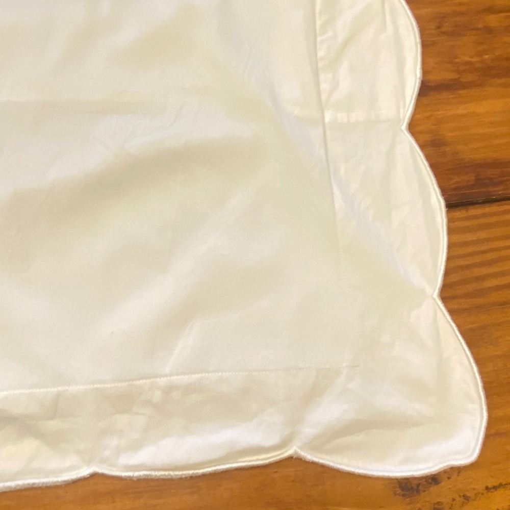 Peacock Alley Euro Size Pillowcases Scalloped Edge White Cotton Set of 2 - Picture 2 of 5